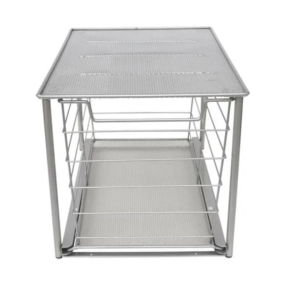 Large Stackable Slide-Out Drawer Organizer, Satin Nickel, 15" x 10 " - Picture 4 of 6